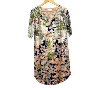 NWOT Megan Park Floral Silk Oversized Shift Dress Luxury